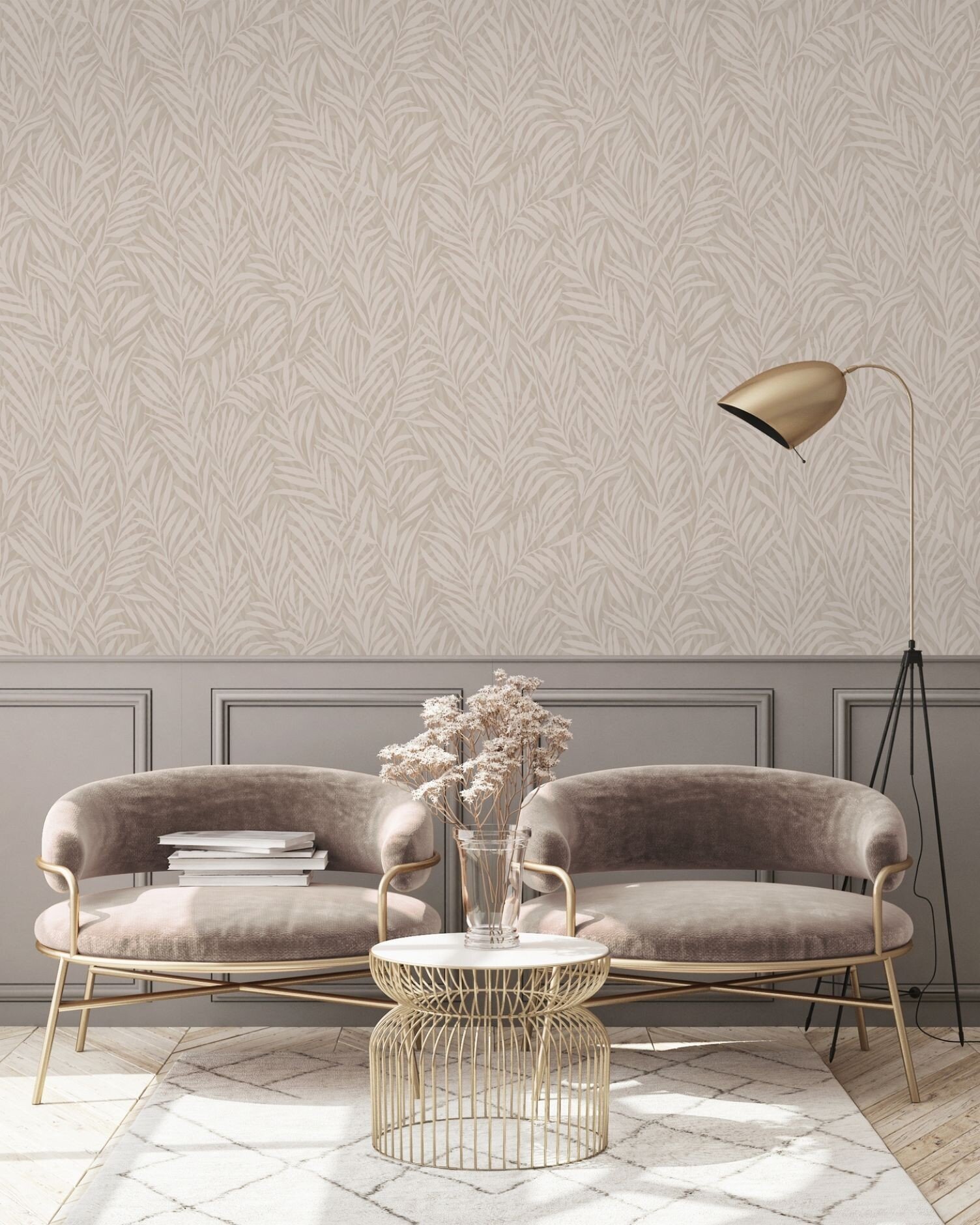 Papier Peint Végétal Beige Plume – Image 2