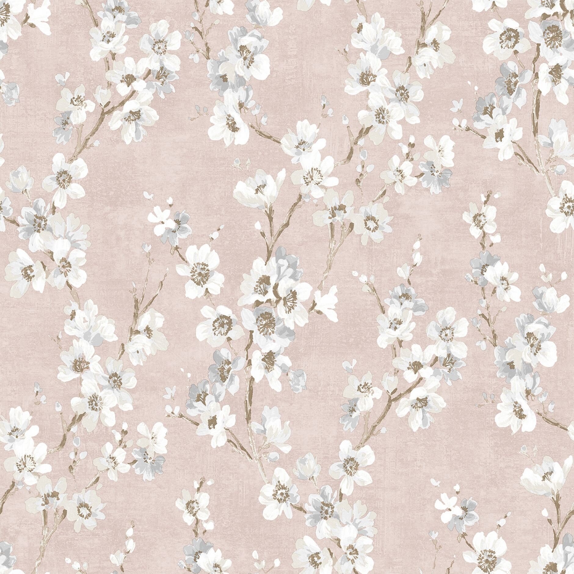 Papier Peint Végétal Fleurs Blanc